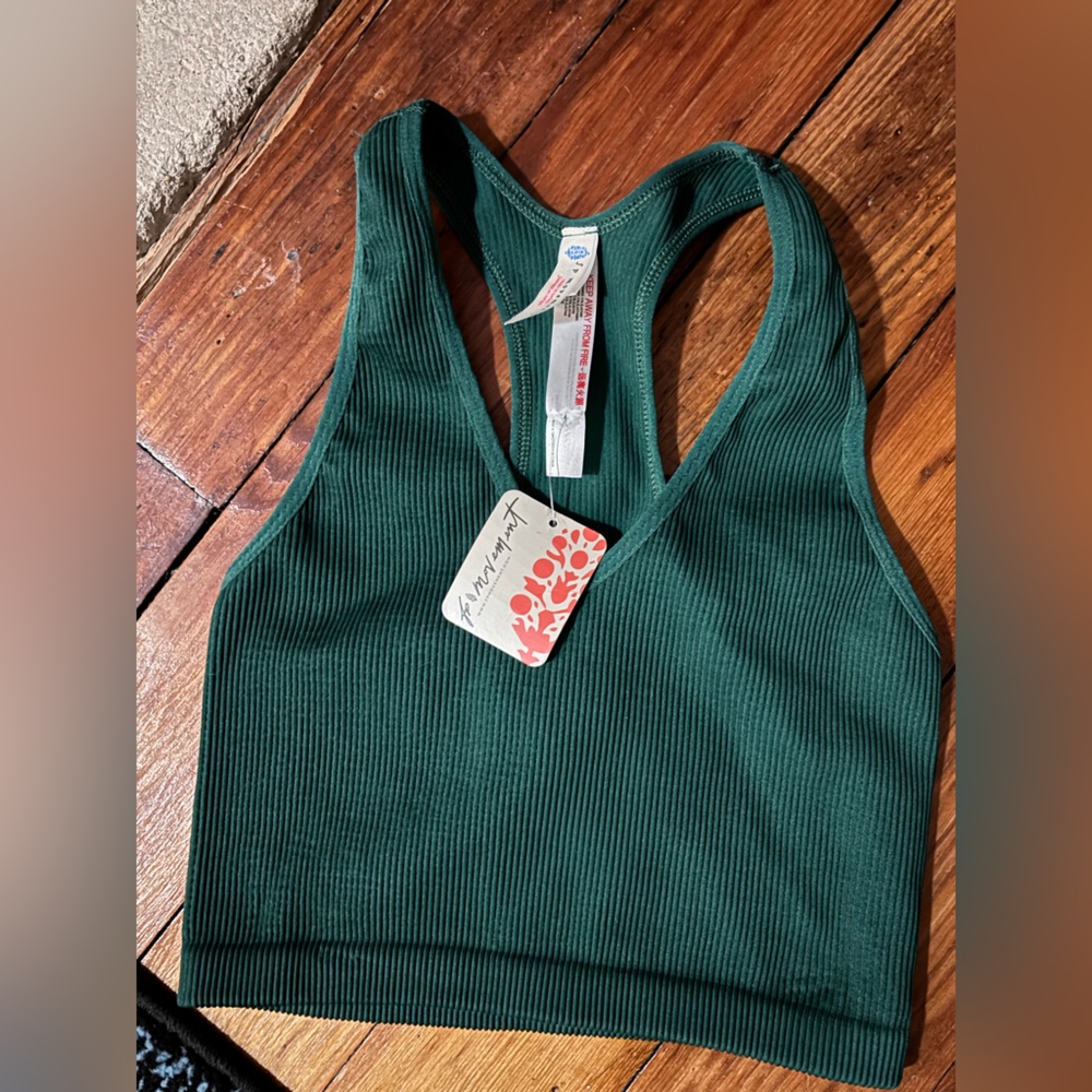 NWT Free People Movement green ribbed sports bra/tank